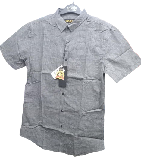 Men's Grey Cotton Shirts (Short Sleeves)- CLEARANCE SALE! Classic Fit. Sizes Available: S, M, L,XL. Men's Shirts.
