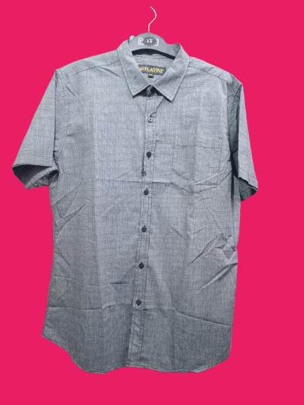 Men's Grey Cotton Shirts (Short Sleeves)- CLEARANCE SALE! Classic Fit. Sizes Available: S, M, L,XL. Men's Shirts.