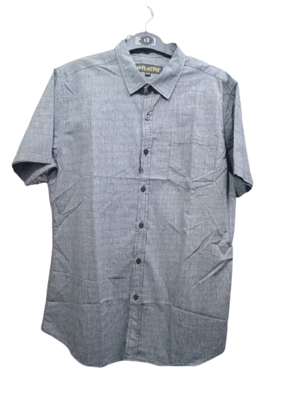 Men's Grey Cotton Shirts (Short Sleeves)- CLEARANCE SALE! Classic Fit. Sizes Available: S, M, L,XL. Men's Shirts.