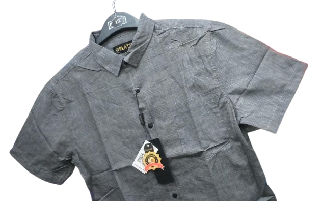 Men's Grey Cotton Shirts (Short Sleeves)- CLEARANCE SALE! Classic Fit. Sizes Available: S, M, L,XL. Men's Shirts.