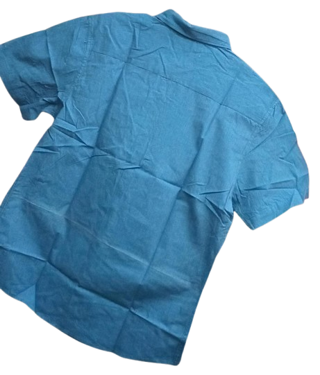 Men's Blue  Cotton Shirts (Checked-Short Sleeves)- CLEARANCE SALE! Classic Fit. Sizes Available: S, M, L,XL. Men's Shirts.
