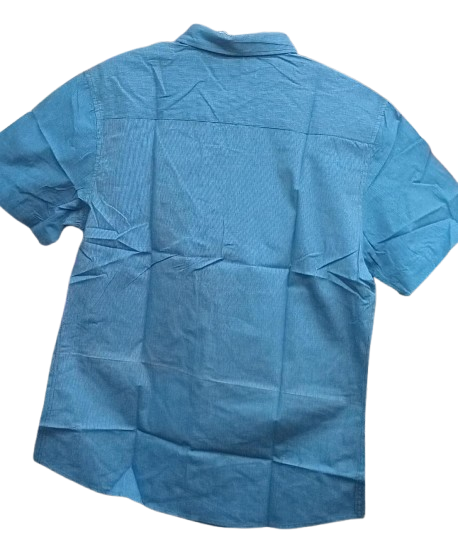 Men's Blue  Cotton Shirts (Checked-Short Sleeves)- CLEARANCE SALE! Classic Fit. Sizes Available: S, M, L,XL. Men's Shirts.