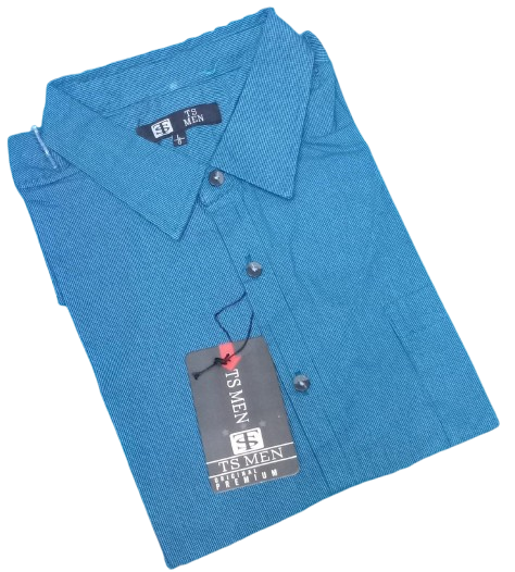 Men's Blue  Cotton Shirts (Checked-Short Sleeves)- CLEARANCE SALE! Classic Fit. Sizes Available: S, M, L,XL. Men's Shirts.