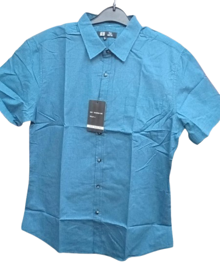 Men's Blue  Cotton Shirts (Checked-Short Sleeves)- CLEARANCE SALE! Classic Fit. Sizes Available: S, M, L,XL. Men's Shirts.