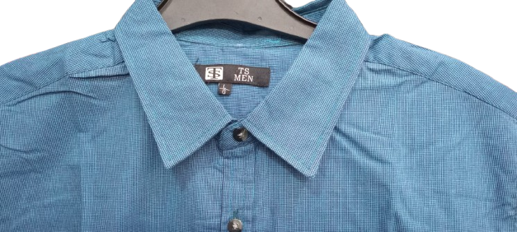 Men's Blue  Cotton Shirts (Checked-Short Sleeves)- CLEARANCE SALE! Classic Fit. Sizes Available: S, M, L,XL. Men's Shirts.