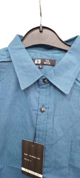 Men's Blue  Cotton Shirts (Checked-Short Sleeves)- CLEARANCE SALE! Classic Fit. Sizes Available: S, M, L,XL. Men's Shirts.