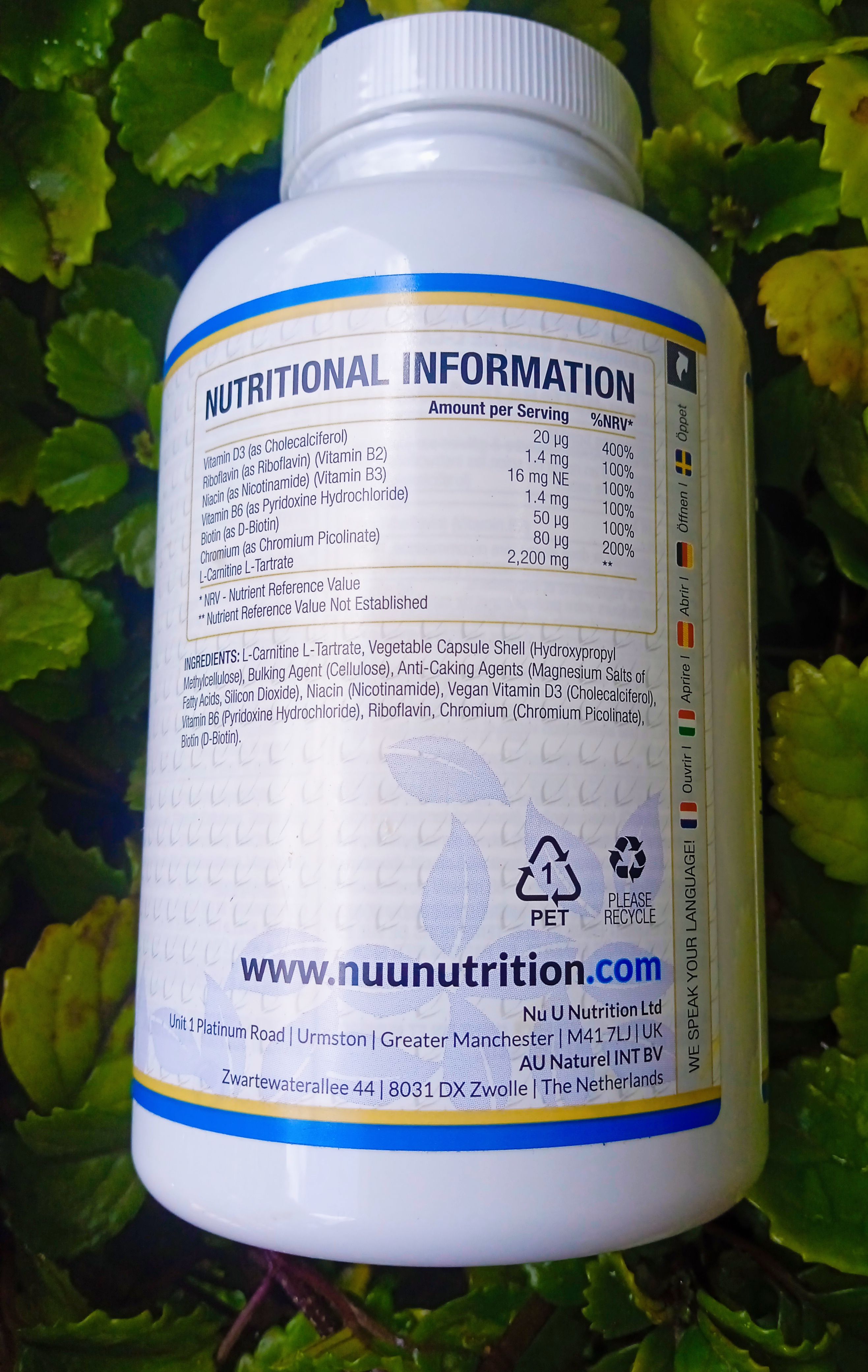 L-Carnitine Complex 2200mg 180s- with Riboflavin, Biotin, Chromium, Vitamin D, B3 & B6