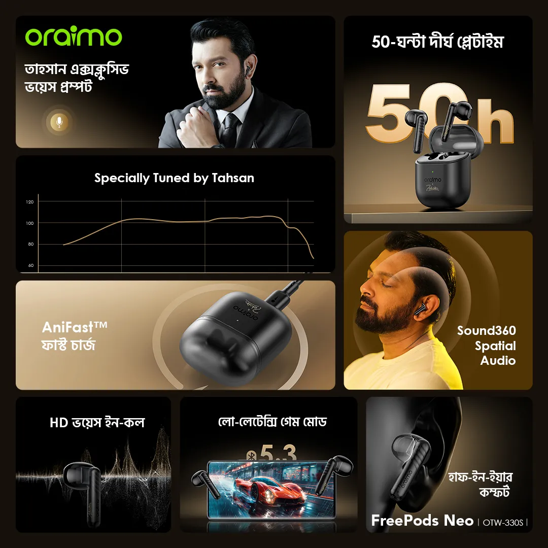 ORAIMO OTW-330S FreePods Neo True Wireless BLUETOOTH Earbuds WITH 50HR PLAYTIME