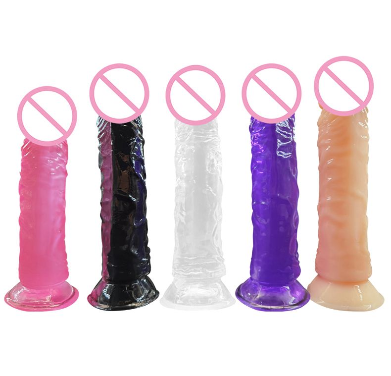 6inch Dildo eggless transparent crystal simulation color large dildos for women masturbation stick anal plug female masturbator with suction cup
