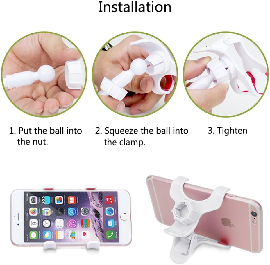 Phone Stand for Desk, Gooseneck Cell Phone Holder Flexible Lazy Long Arm Phone Mount Universal 360 Degree Adjustable Phone Clamp Clip for Table, Bedside Accessories