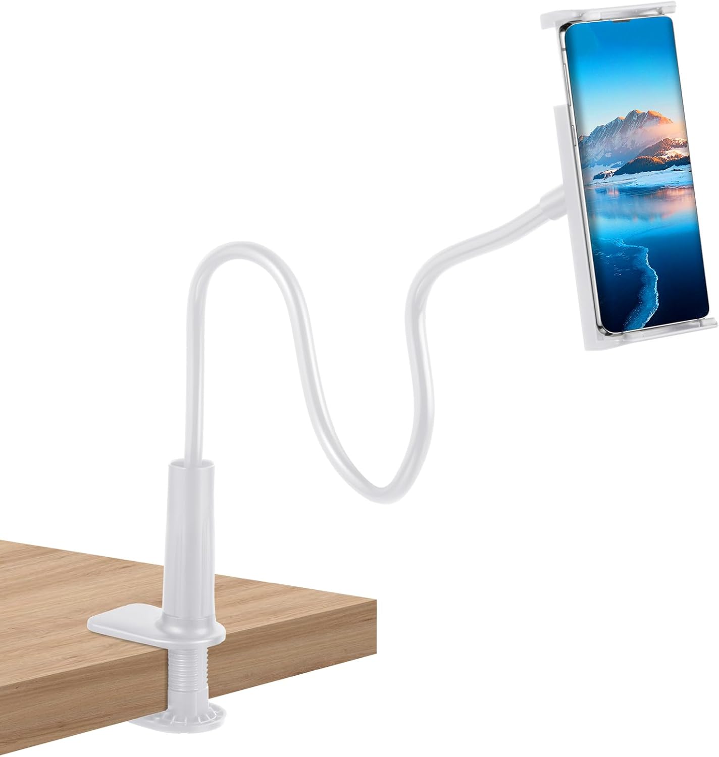 Phone Stand for Desk, Gooseneck Cell Phone Holder Flexible Lazy Long Arm Phone Mount Universal 360 Degree Adjustable Phone Clamp Clip for Table, Bedside Accessories