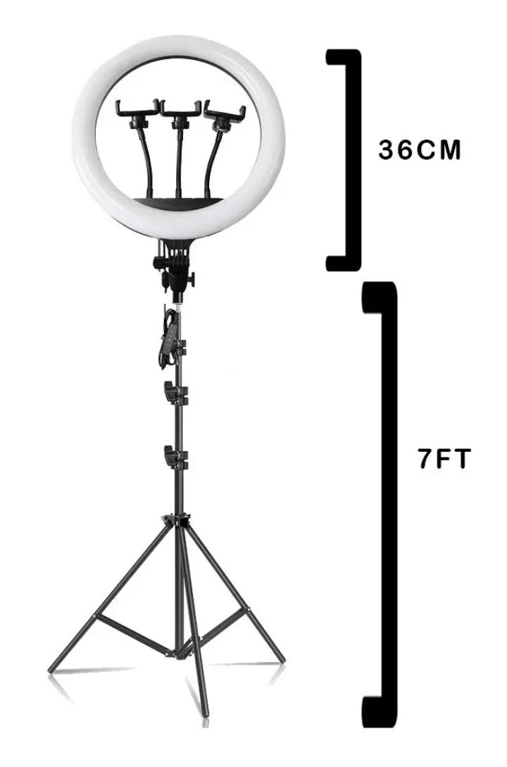 14Inch Selfie Ring Light With 2.1m Tripod Stand And 3 Cell Phone Holder For Live Stream/Makeup 14 inch RINGLIGHT