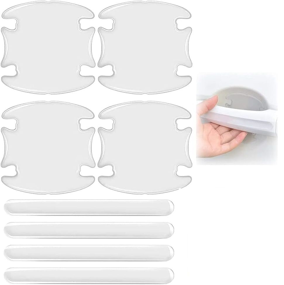 8Pieces Car Door Handle Protective Foil Recessed Handles and Handles Self Adhesive Anti-Scratch Grip Bowl Transparent Car Door - 8pc