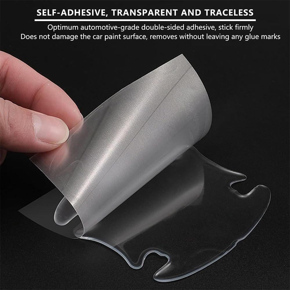 8Pieces Car Door Handle Protective Foil Recessed Handles and Handles Self Adhesive Anti-Scratch Grip Bowl Transparent Car Door - 8pc