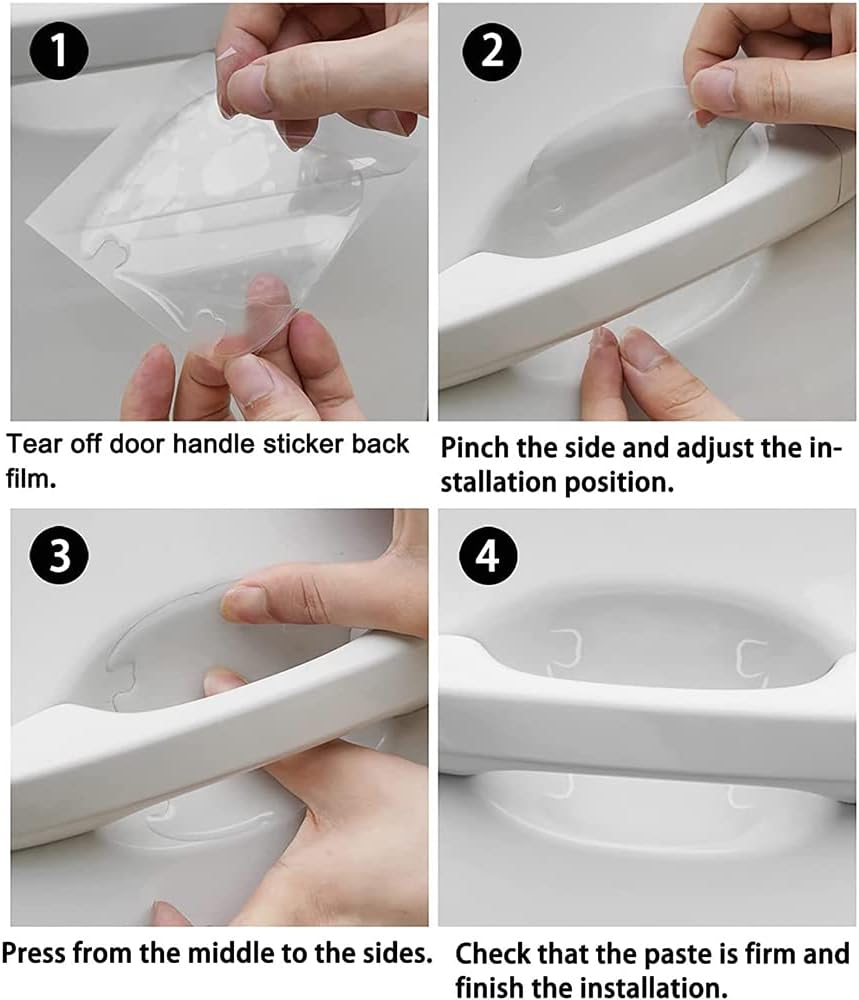 8Pieces Car Door Handle Protective Foil Recessed Handles and Handles Self Adhesive Anti-Scratch Grip Bowl Transparent Car Door - 8pc