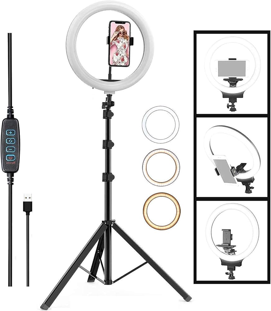 14INCH Selfie Ring Light With 2.1M Tripod Stand And Cell Phone Holder For Live Stream/Makeup14" RINGLIGHT with Tripod Bundle