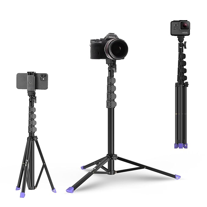 63 Inch (160CM) 1.6M Tripod Stand with Mobile Phone Holder – Versatile Stand for Ring Lights, Cameras, and Mobile Phones. Ideal for Video Recording, Video Shooting, and Lighting Setup HEAVY DUTY STAND