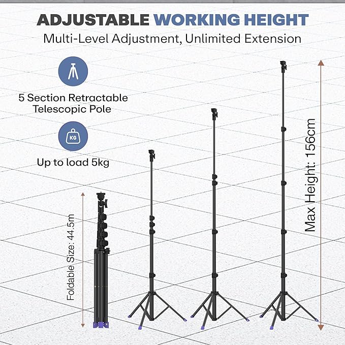63 Inch (160CM) 1.6M Tripod Stand with Mobile Phone Holder – Versatile Stand for Ring Lights, Cameras, and Mobile Phones. Ideal for Video Recording, Video Shooting, and Lighting Setup HEAVY DUTY STAND