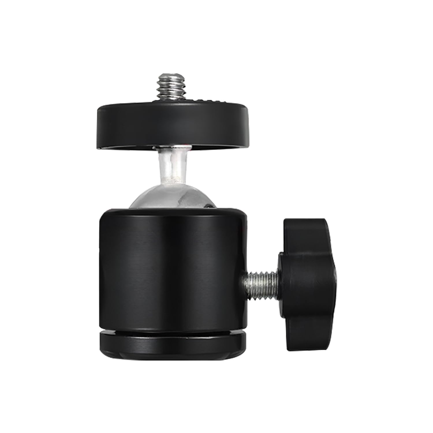 1/4" Screw Tripod Ball Head Bracket Holder Ball Head 360 Degree Aluminium Alloy Body Rotating for DSLR Camera, Ring Lights (Black)