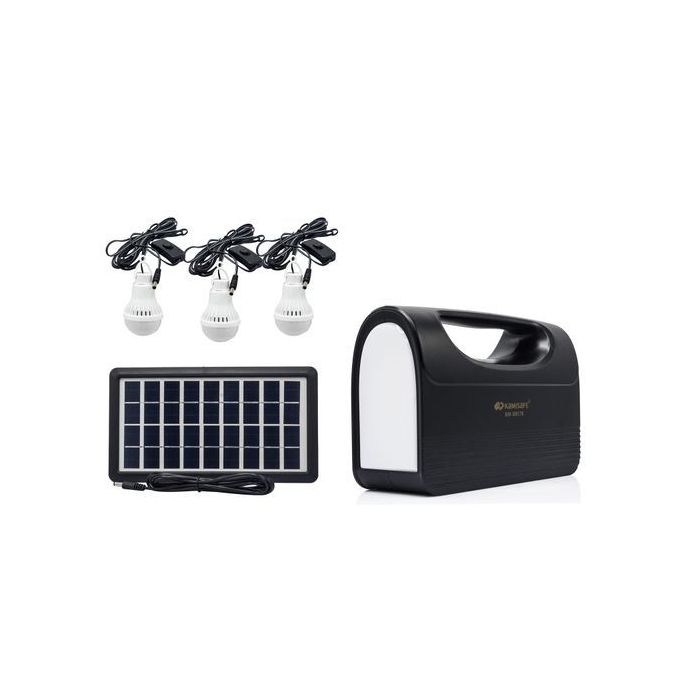 Kamisafe Solar Lighting System Kit With 3 LED Lights, Solar Panel, Power Cable And Multiple Phone Charger