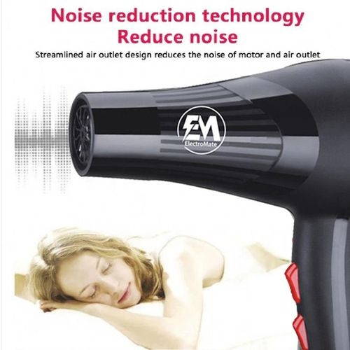 EC ElectroMate Blow Dryer Hair Blower 2200W With 3 Speed & 2 Temperature Settings, Black