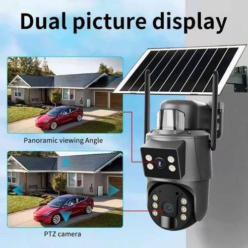 Solar Light Intelligence 4G (Simcard) V380 Double Lens Double Screens Camera Solar Powered - (PIR Human Detection,Colored Night Vision, All Weatherproof, Security Video IP Camara 4mp Battery CCTV Moni