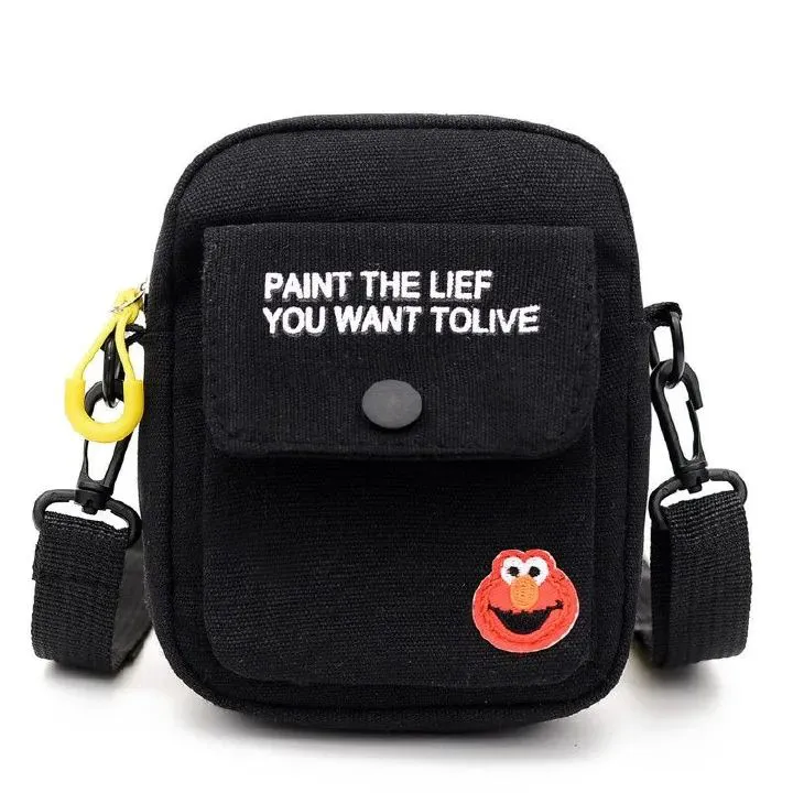 Fashion Women Canvas Shoulder Handbags Korean Solid Color Student Phone Purse Simple Zipper Small Messenger Crossbody Bags