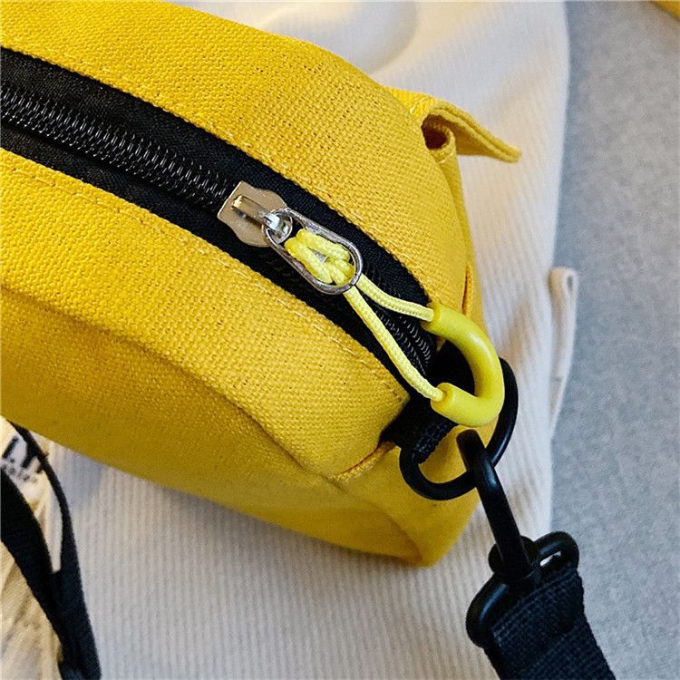 Fashion Women Canvas Shoulder Handbags Korean Solid Color Student Phone Purse Simple Zipper Small Messenger Crossbody Bags
