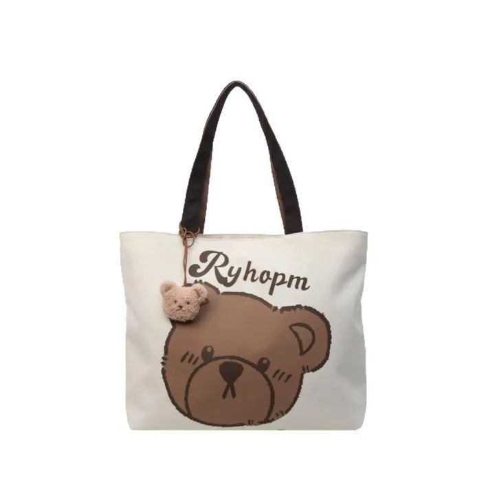 Trend New Fashion Tote Bags Women's Canvas Shoulder Bag Cute Print Large Capacity Bags Lady's Handbag