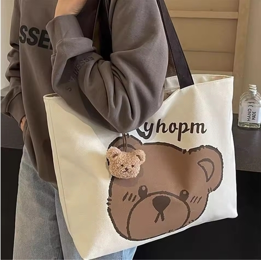 Trend New Fashion Tote Bags Women's Canvas Shoulder Bag Cute Print Large Capacity Bags Lady's Handbag