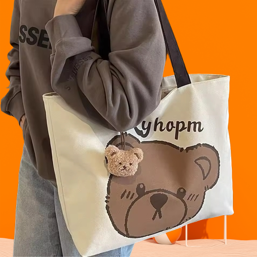 Trend New Fashion Tote Bags Women's Canvas Shoulder Bag Cute Print Large Capacity Bags Lady's Handbag