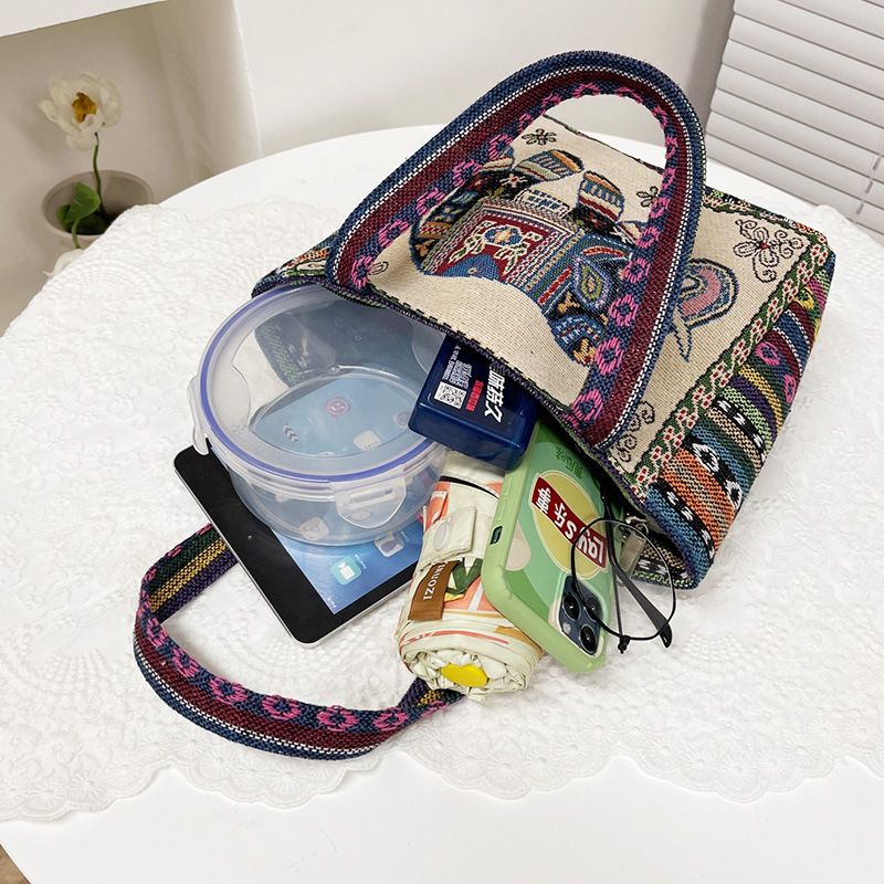 New Embroidered Canvas Handbag Women's Shoulder Bag Fashion Casual Bag Small Cloth Bag
