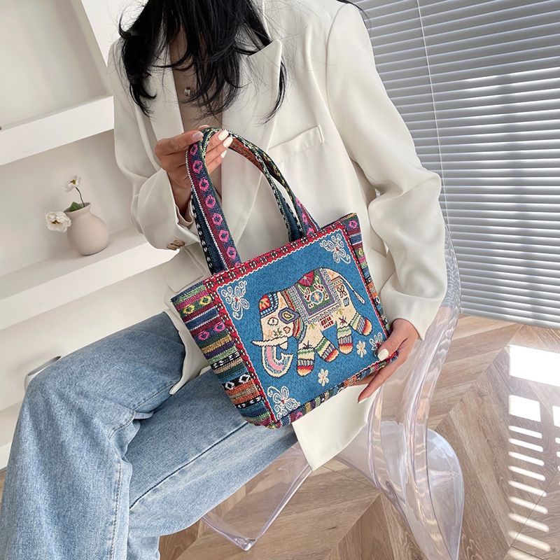 New Embroidered Canvas Handbag Women's Shoulder Bag Fashion Casual Bag Small Cloth Bag