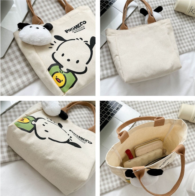 Canvas Bag Women's ins 2025 New Simple Commuting Bento Bag Niche Fashion Mini Hand-held Cloth Bag Top-Handle Bags