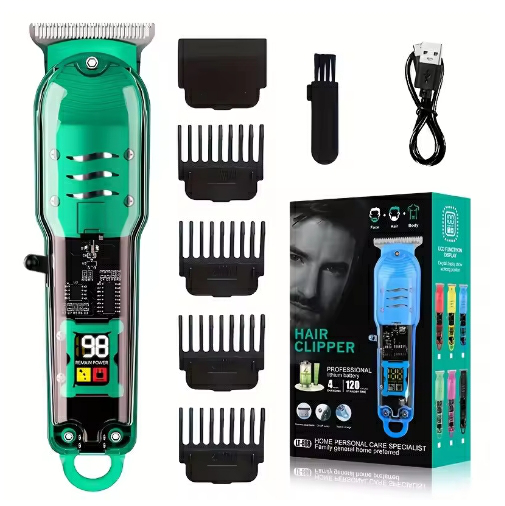 Transparent Hair Clipper USB Rechargeable Professional Trimmer With Digital Display Electric Shavers