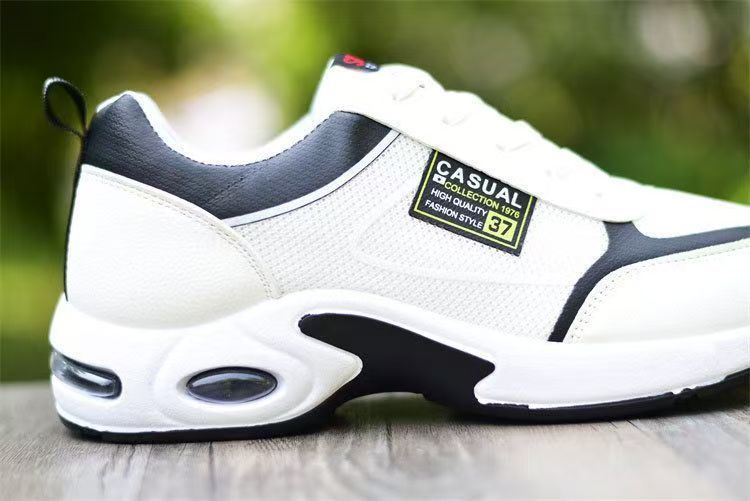 ZZQLM Large Size 40-44 Men's Running Shoes Fashion Air Cushion Men's Shoes Breathable Outdoor Sports Leather Shoes Non-Slip Male Sneakers White
