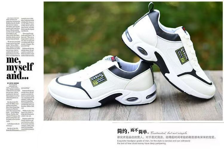ZZQLM Large Size 40-44 Men's Running Shoes Fashion Air Cushion Men's Shoes Breathable Outdoor Sports Leather Shoes Non-Slip Male Sneakers White