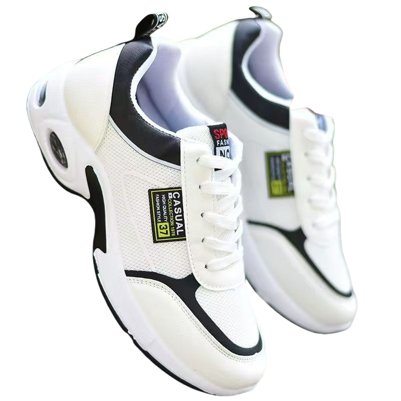 ZZQLM Large Size 40-44 Men's Running Shoes Fashion Air Cushion Men's Shoes Breathable Outdoor Sports Leather Shoes Non-Slip Male Sneakers White