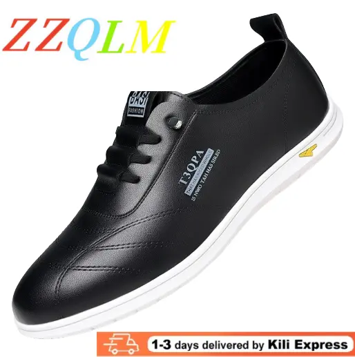 New 2026 Men's Loafers Fashion Casual Leather Shoes for Men Comfortable Soft Sole Driving Shoes Classic Versatile Walking Shoes Black