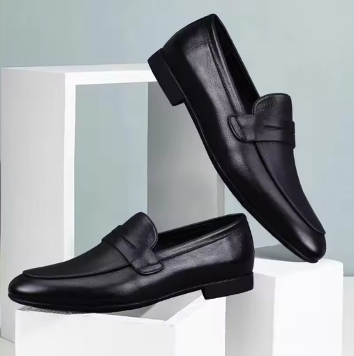 New Fashionable Versatile Bean Shoes Slip-On Loafers Casual Stylish Men's Leather Shoes Breathable Dad Shoes Oxfords