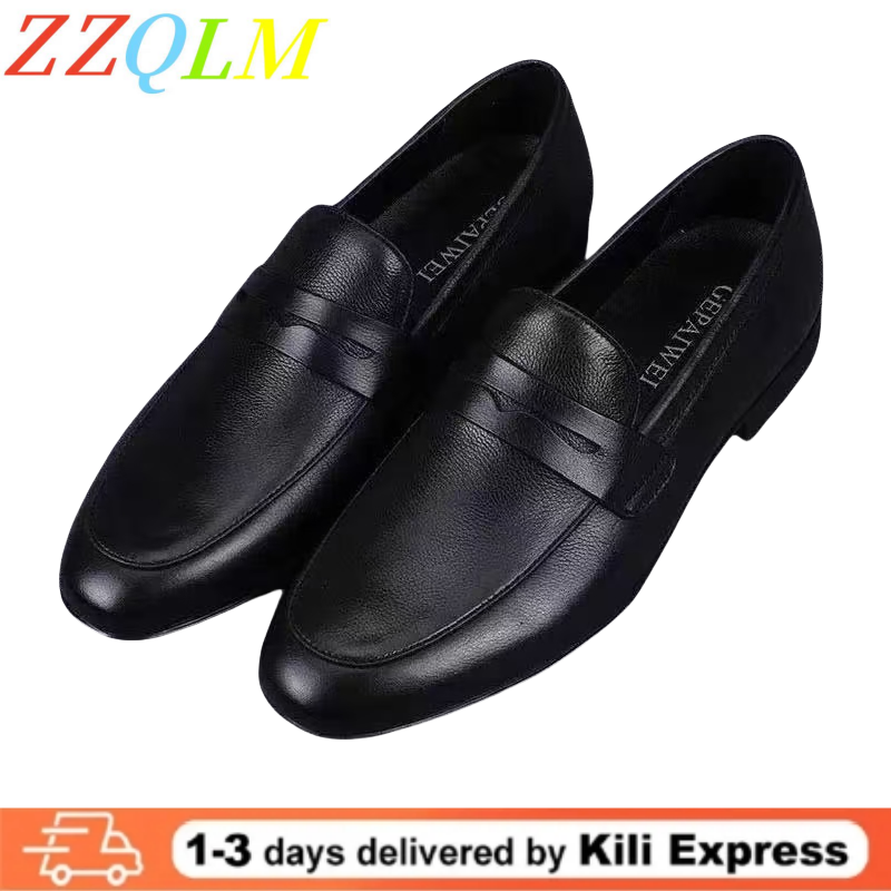 New Fashionable Versatile Bean Shoes Slip-On Loafers Casual Stylish Men's Leather Shoes Breathable Dad Shoes Oxfords