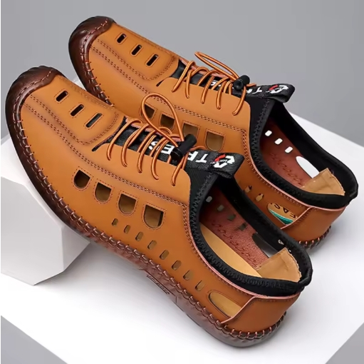 Men's Soft Leather 2026 Men Leather Sandals Breathable Non-slip Cow Tendon Sole Casual Leather Shoes Outdoor Beach Shoes Sneakers