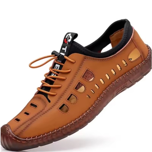 Men's Soft Leather 2026 Men Leather Sandals Breathable Non-slip Cow Tendon Sole Casual Leather Shoes Outdoor Beach Shoes Sneakers