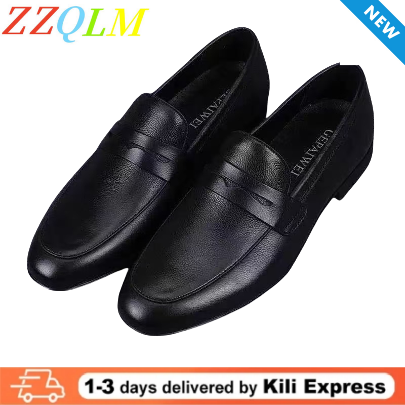 New Fashionable Versatile Bean Shoes Slip-On Loafers Casual Stylish Men's Leather Shoes Breathable Dad Shoes Oxfords