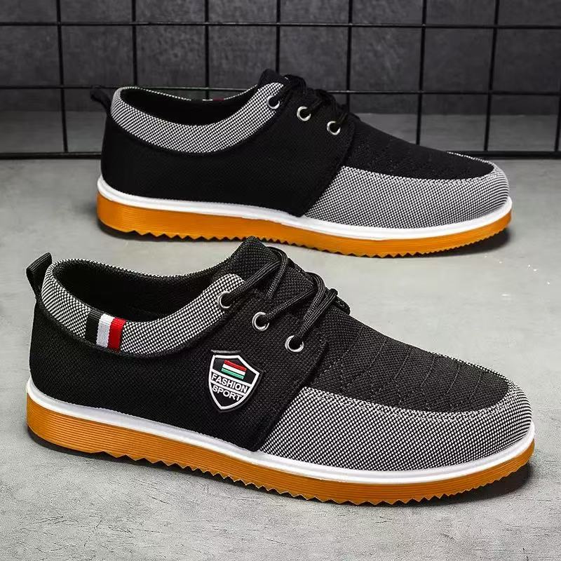 Large size 41 - 46 Men's Canvas Shoes Lightweight Men's Casual Mesh Breathable Flats Vulcanized Shoes Classic Lace Up Sneakers for Men Sport Shoes