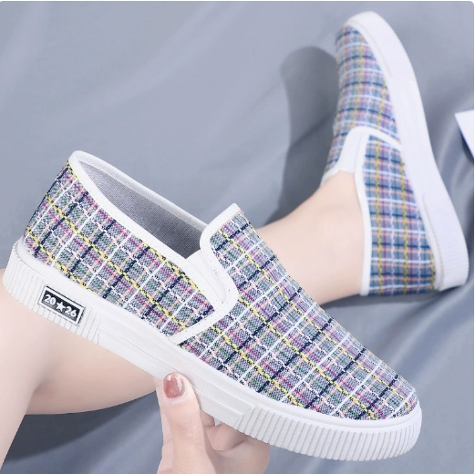 Women's Canvas Shoes round Toe Breathable Spring Autumn Wear Resistant Soft Bottom Anti-Slip Lightweight Low Cut Korean Style Ladies Shoes