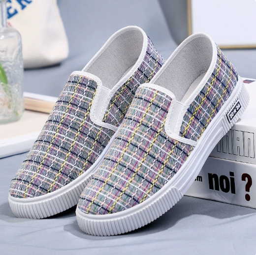 Women's Canvas Shoes round Toe Breathable Spring Autumn Wear Resistant Soft Bottom Anti-Slip Lightweight Low Cut Korean Style Ladies Shoes