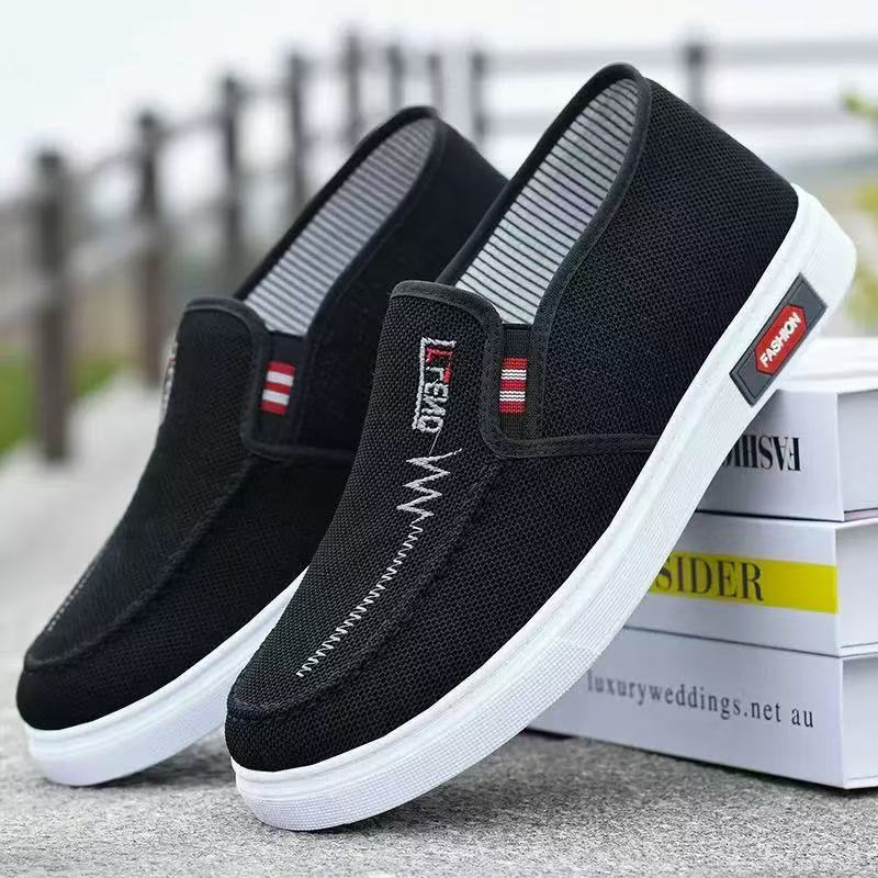 Men Shoes Breathable Canvas Shoes Sneakers for Youth Slip on Walking Tennis Shoes Driving Loafers House Moccasins Work Skate Flats