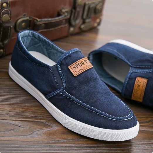 New Breathable Canvas Loafers – Lightweight Denim Slip-On Sneakers Casual Walking Flats Men's Shoes