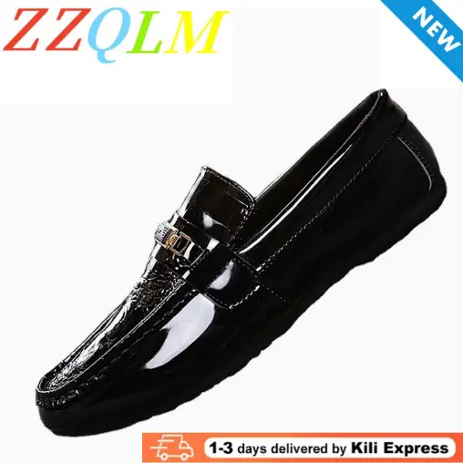 Premium Patent Leather Mens Loafers Classic Business Dress Shoes Slip On Formal Footwear